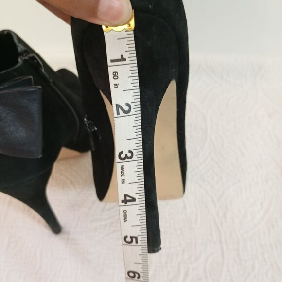 Dolce Vita Womens Black Suede Ankle Boots With Bow Detail Size 8 Stiletto Heel M - Picture 5 of 10